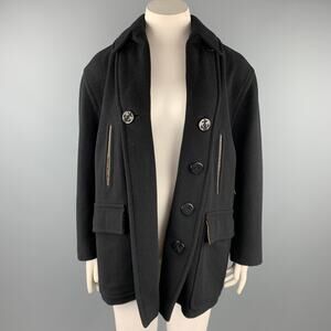 JEAN PAUL GAULTIER CLASSIQUE Size 10 Black Wool Blend Open Front Coat